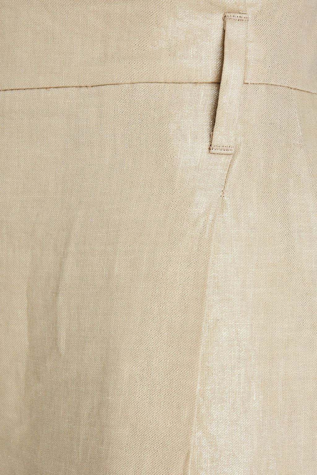 BRUNELLO CUCINELLI Plissierte Hose mit geradem Bein aus Leinen mit Metallic-Effekt
