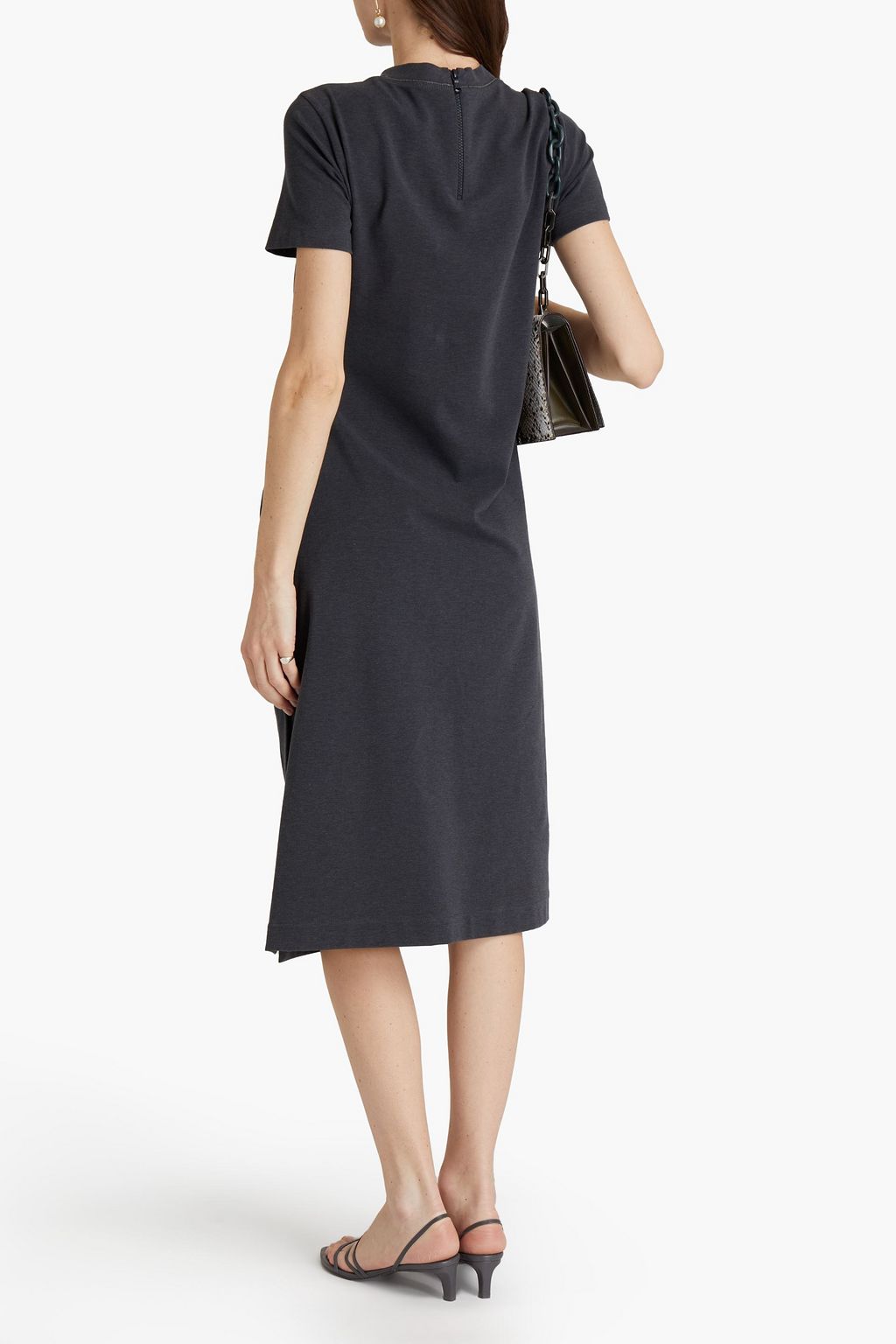 BRUNELLO CUCINELLI Draped bead-embellished stretch-cotton jersey dress