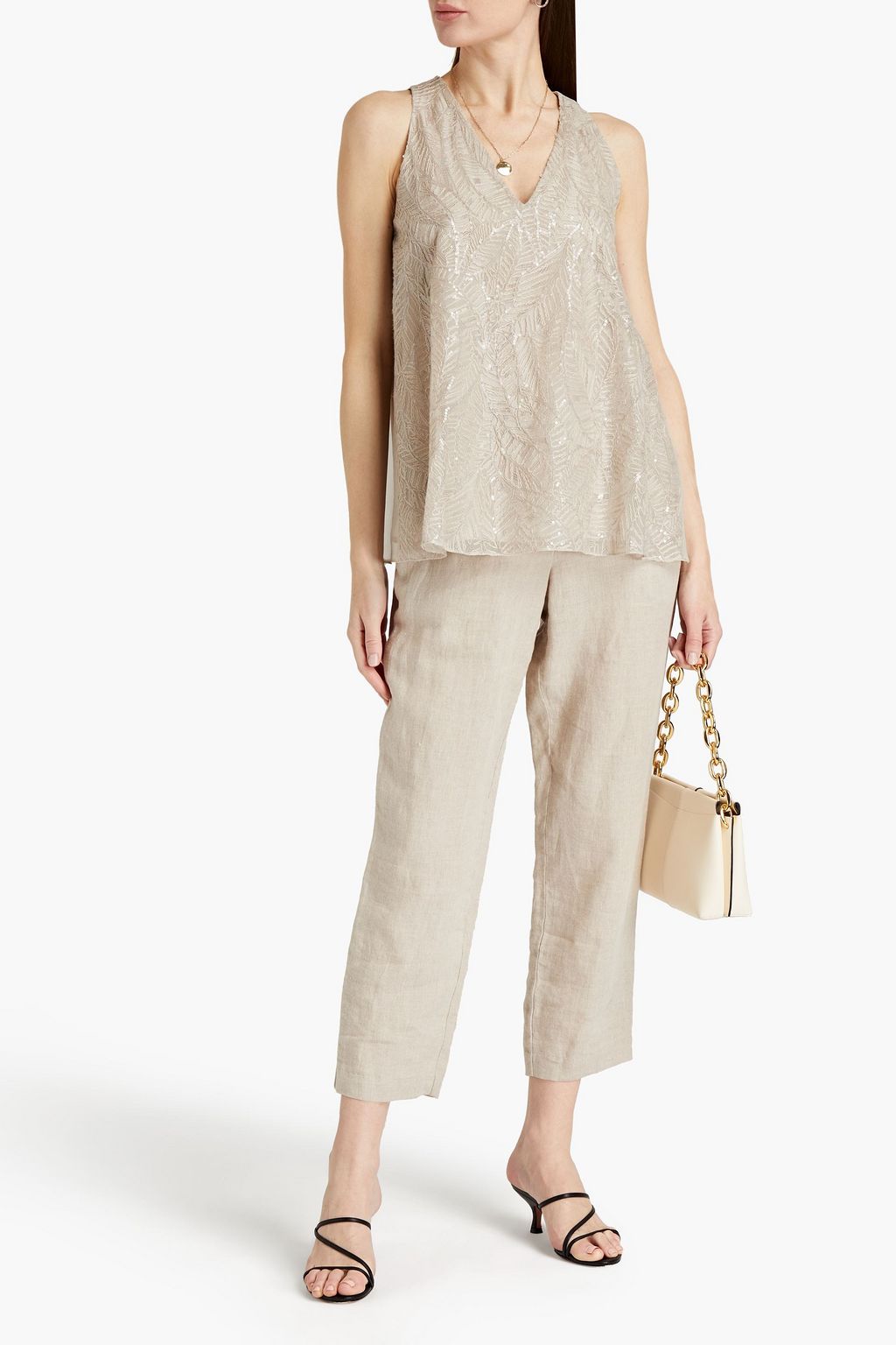 BRUNELLO CUCINELLI Embellished silk-organza top
