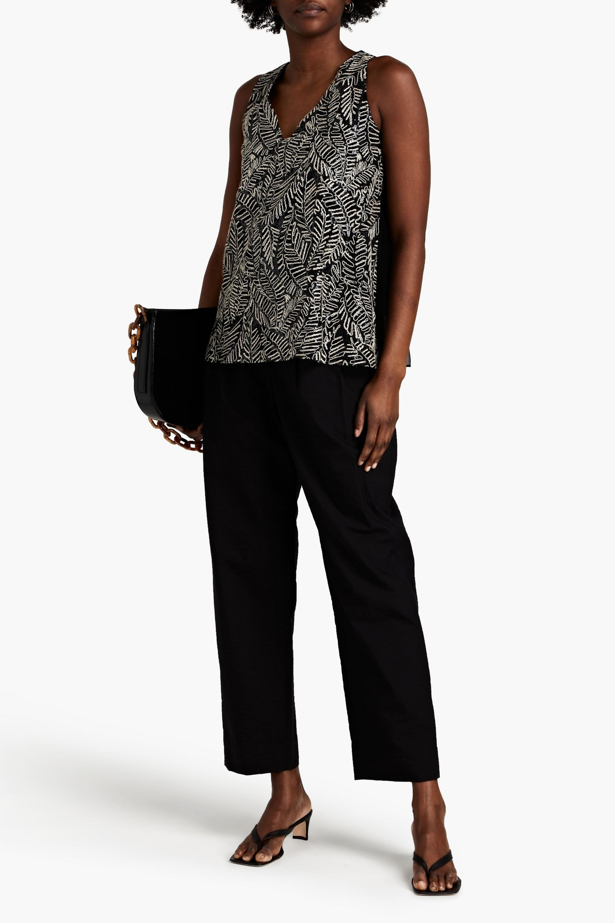 Brunello Cucinelli Embellished silk-organza top