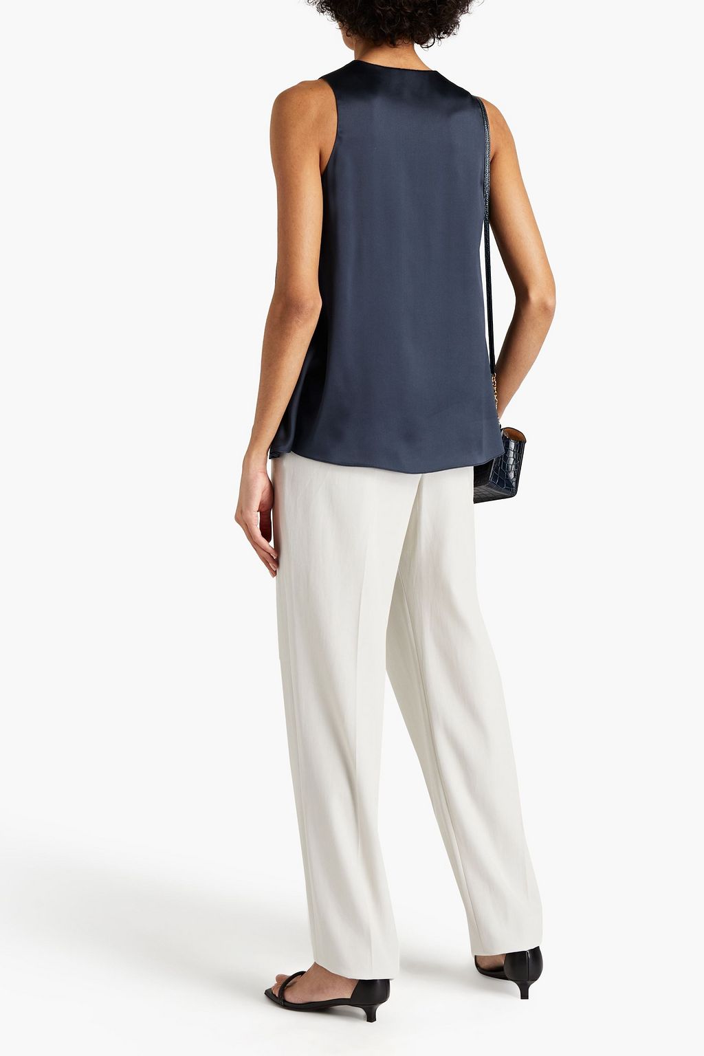 BRUNELLO CUCINELLI Bead-embellished stretch-silk satin top
