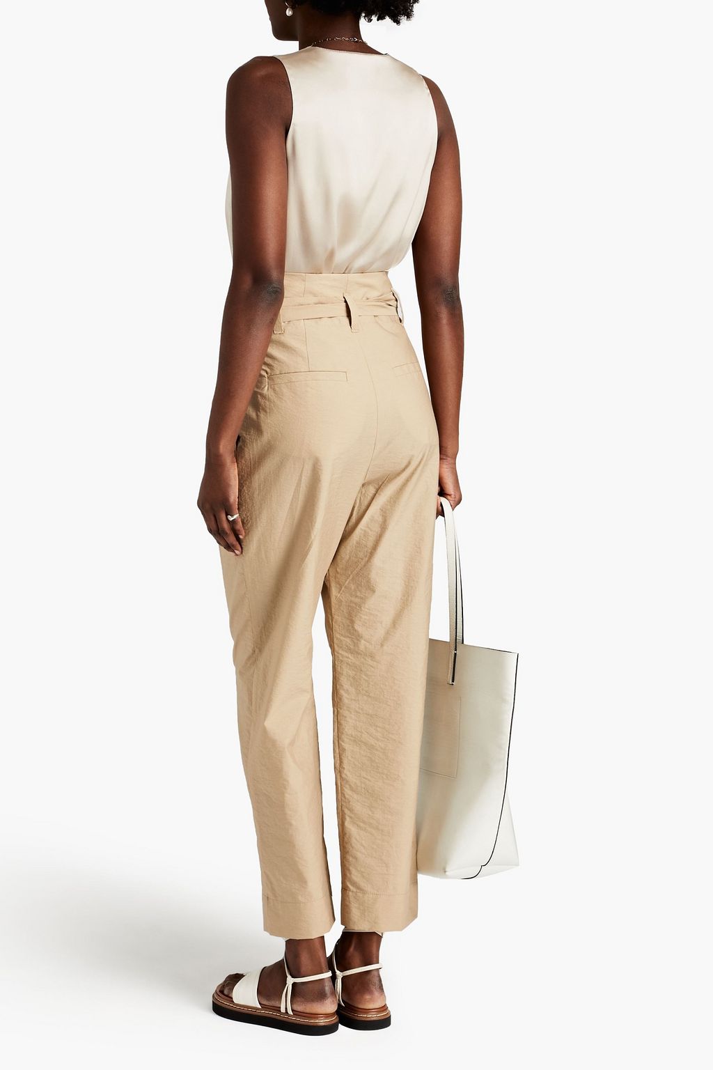 BRUNELLO CUCINELLI Bead-embellished stretch-silk satin top