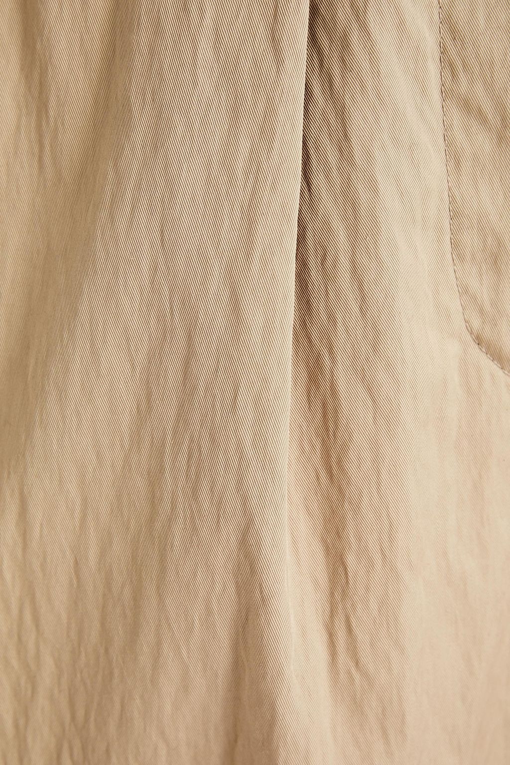 BRUNELLO CUCINELLI Hose mit weitem Bein aus Twill aus einer Baumwollmischung mit Falten und Zierperlen
