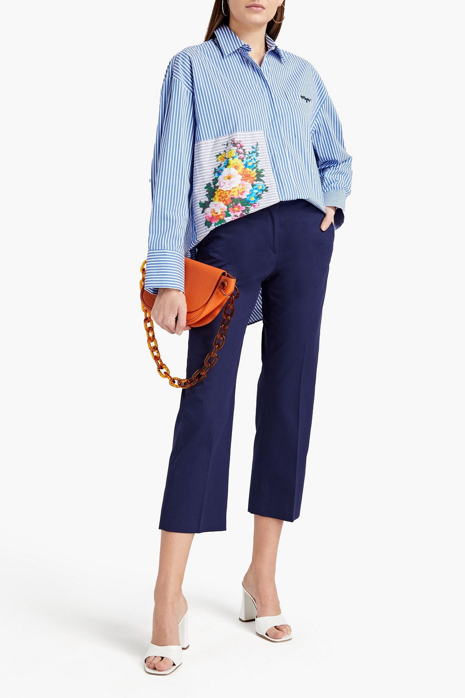 Msgm Cropped Cotton-twill Straight-leg Trousers In Indigo