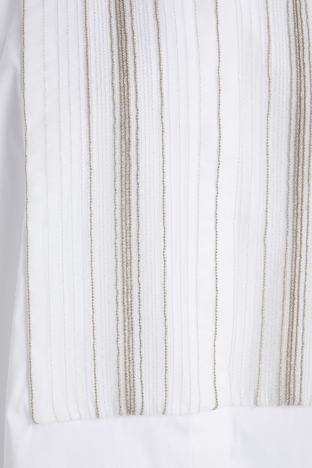 BRUNELLO CUCINELLI Organza-trimmed bead-embellished cotton-blend poplin shirt