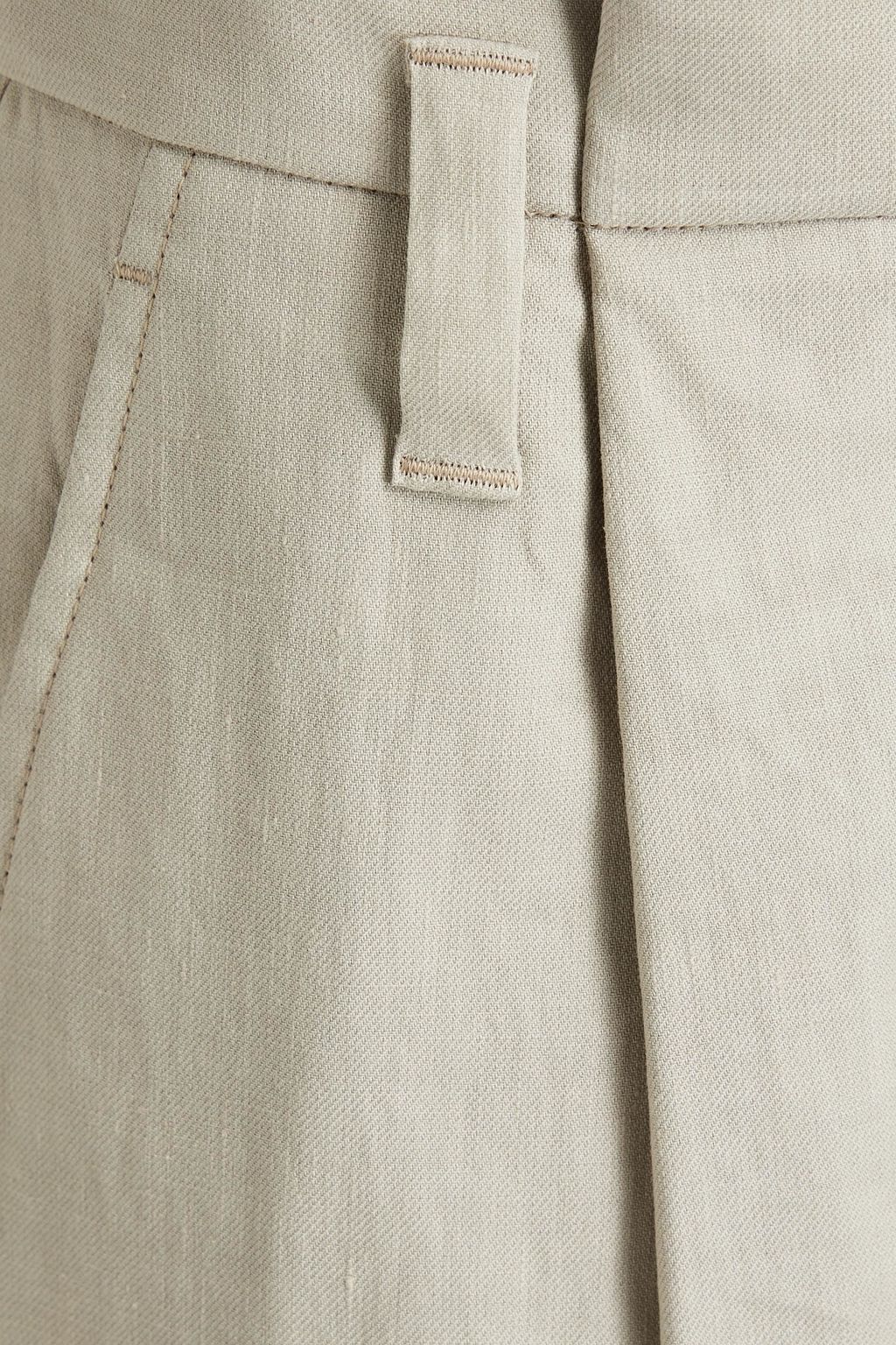 BRUNELLO CUCINELLI بنطال بأرجل مستقيمة من التويل ومزيج الكتّان
