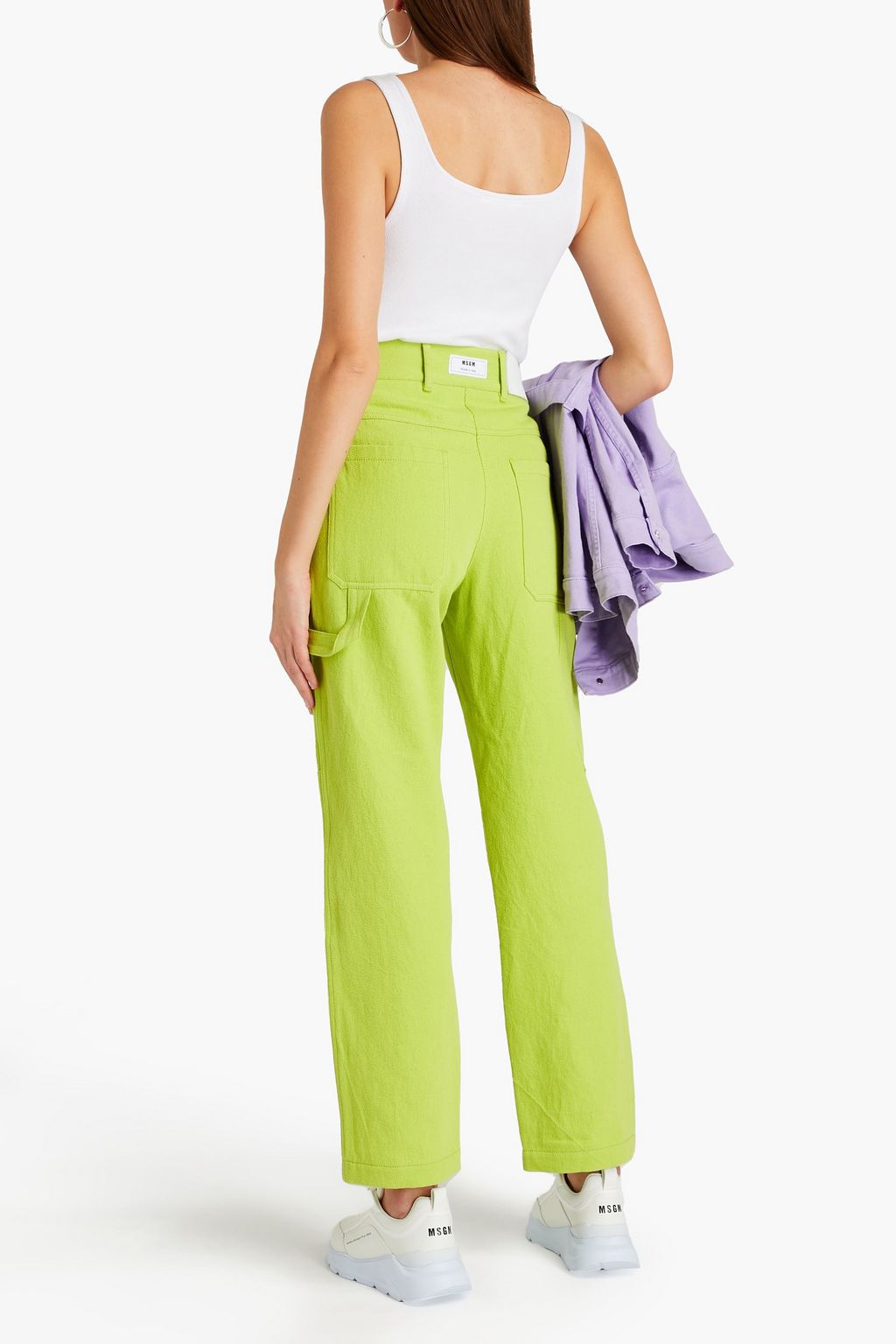 MSGM Cotton and linen-blend drill straight-leg pants