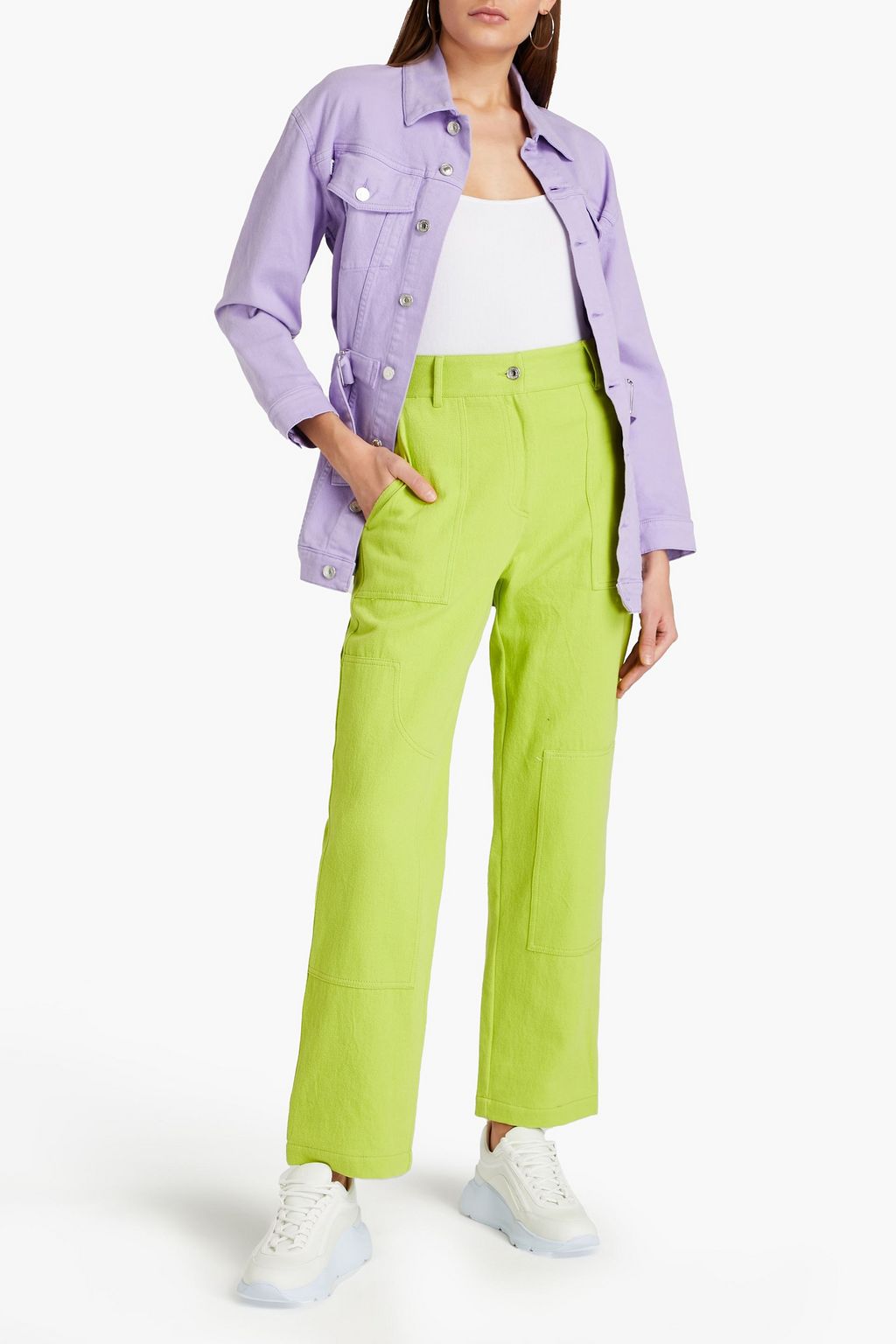 MSGM Cotton and linen-blend drill straight-leg pants