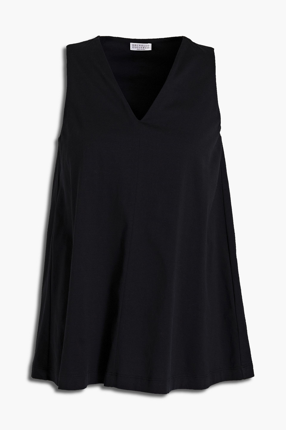 brunello cucinelli - bead-embellished cotton-jersey top - black - xxs