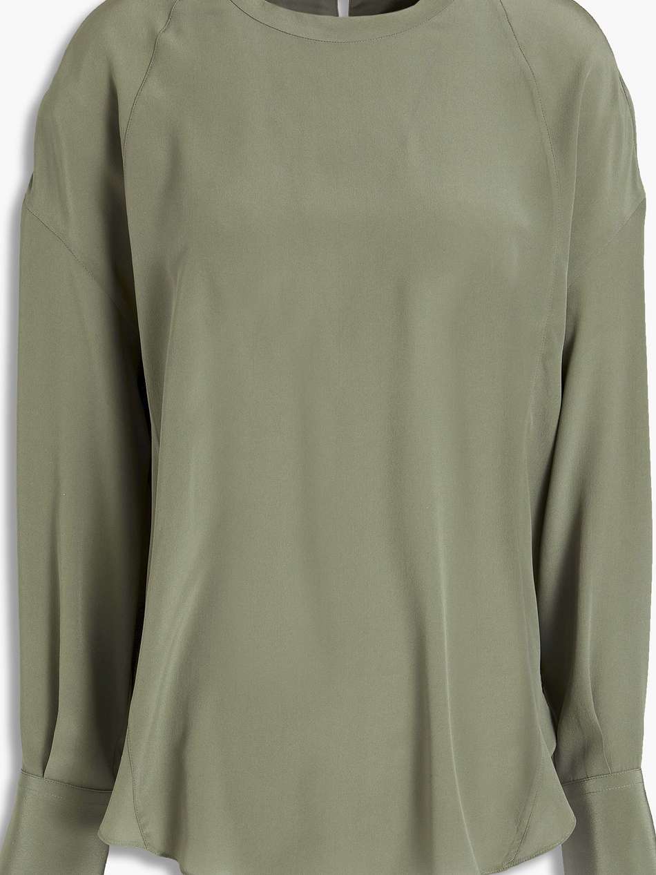 bead-embellished silk crepe de chine blouse