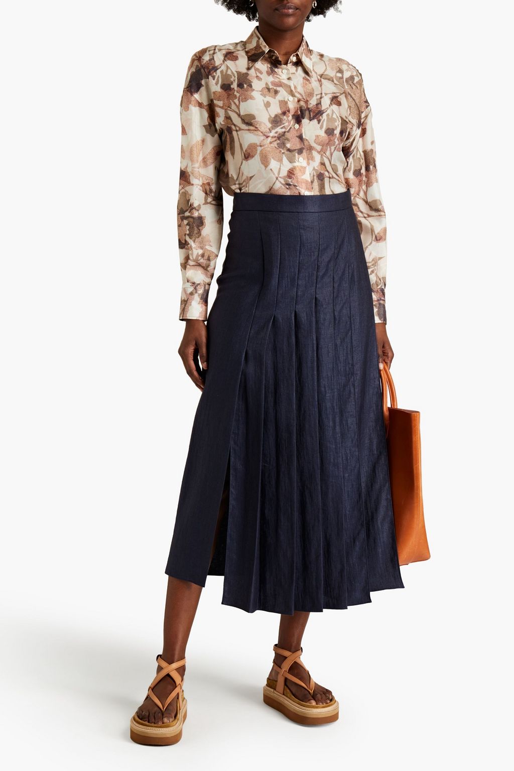 BRUNELLO CUCINELLI Floral-print silk-chiffon shirt