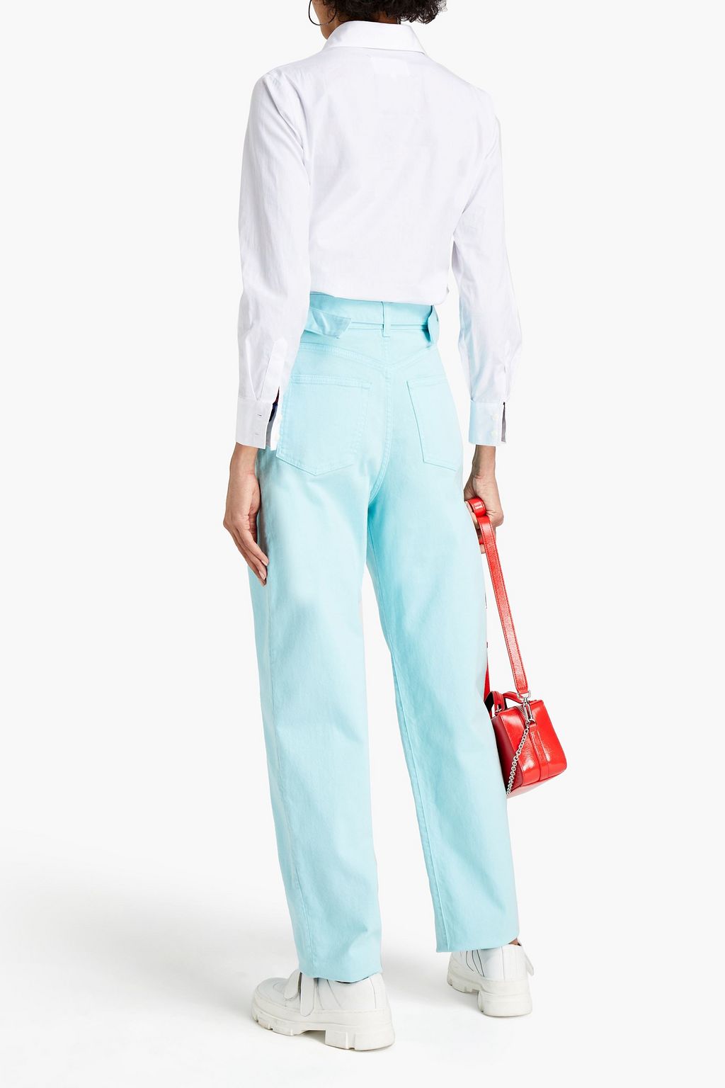MSGM Pleated high-rise tapered jeans