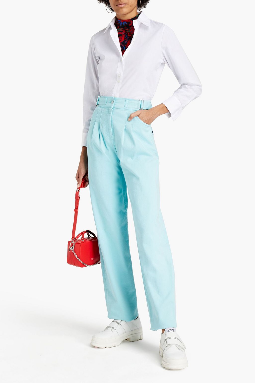 MSGM Pleated high-rise tapered jeans