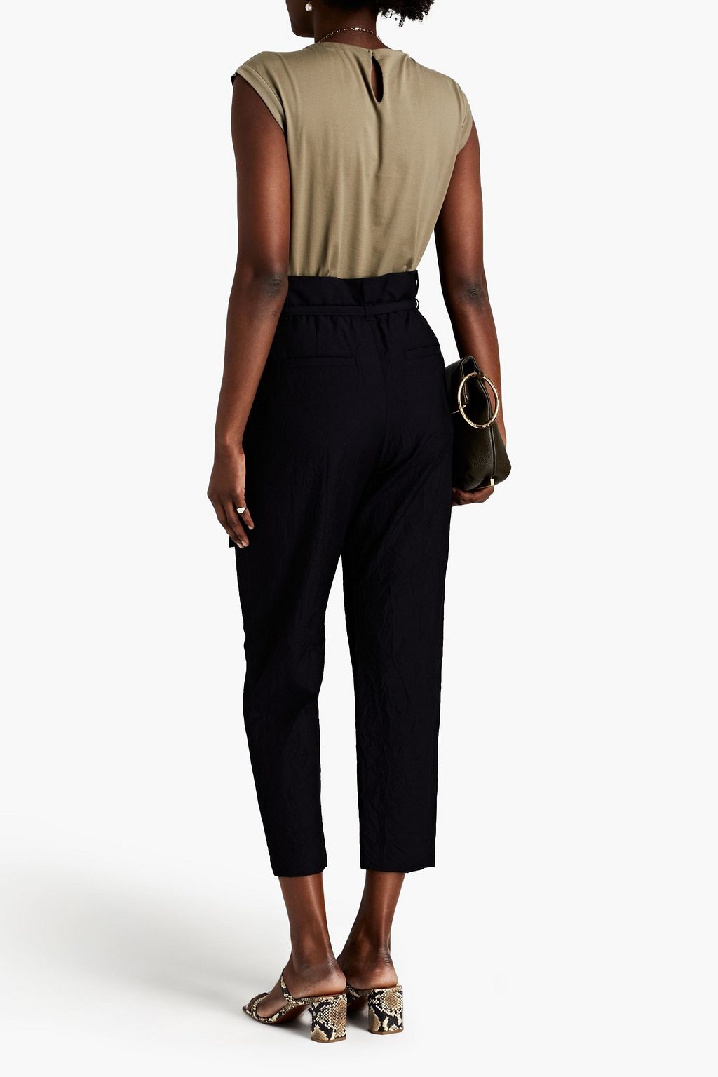 BRUNELLO CUCINELLI Cutout bead-embellished cotton-jersey top