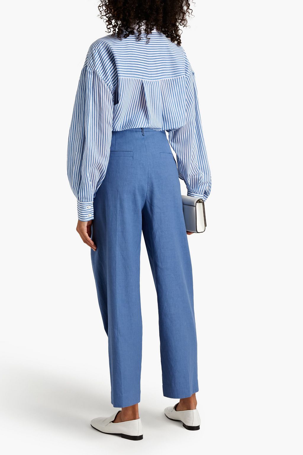 BRUNELLO CUCINELLI Verzierte Karottenhose aus Twill aus einer Leinenmischung mit Falten