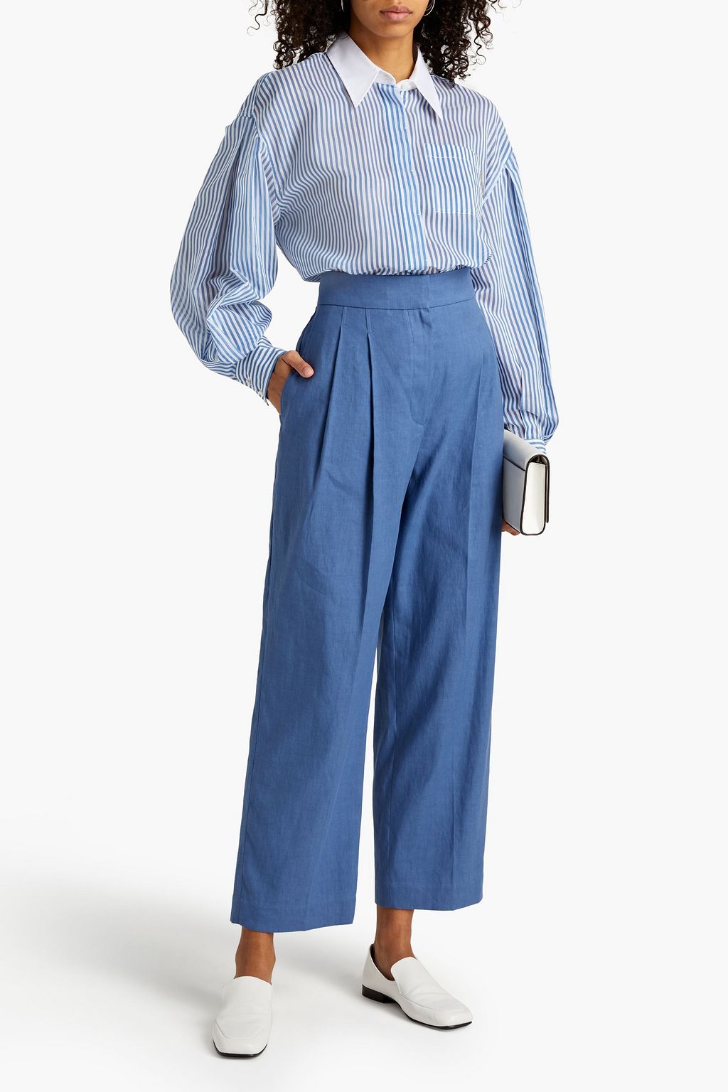 BRUNELLO CUCINELLI Verzierte Karottenhose aus Twill aus einer Leinenmischung mit Falten