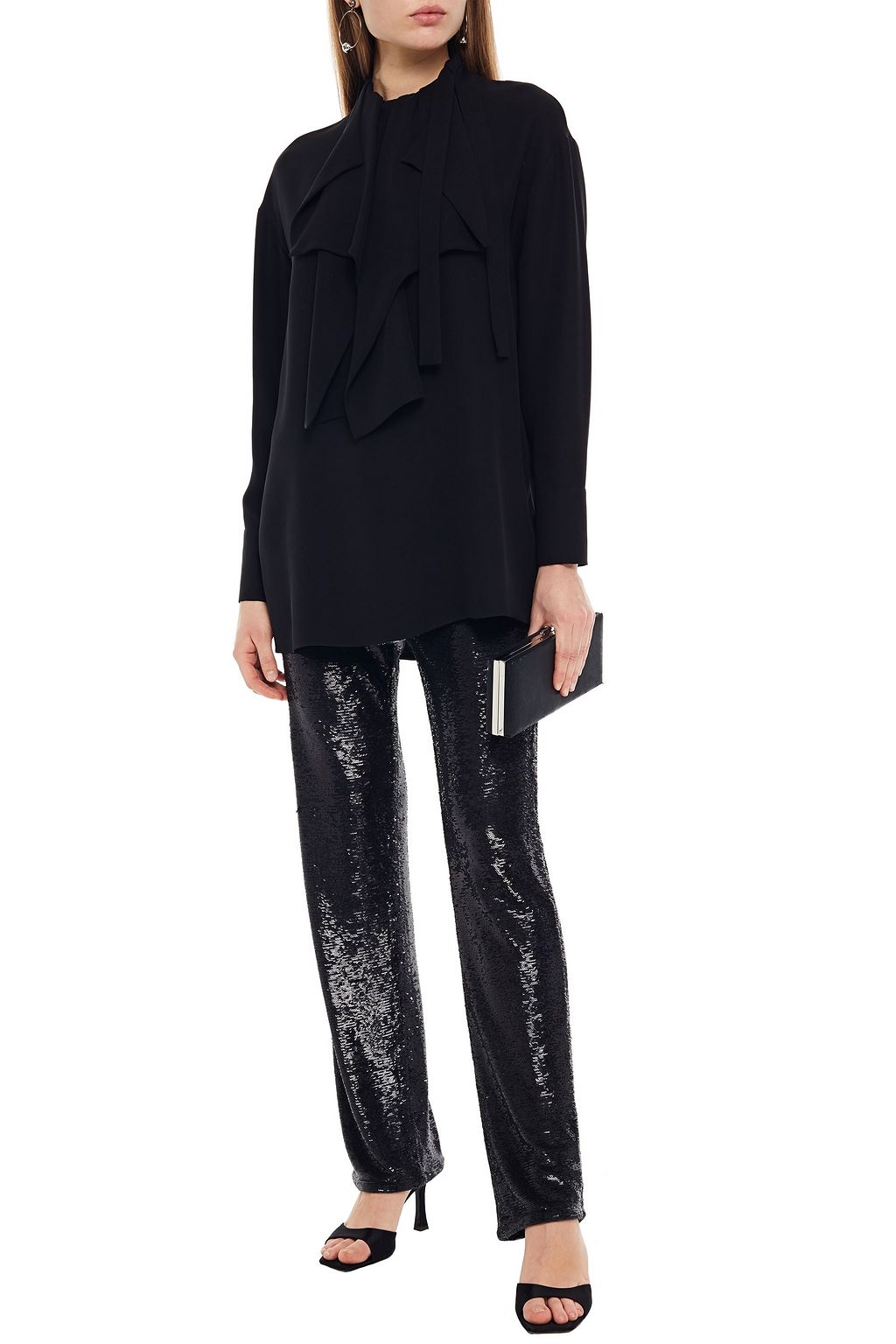 VALENTINO GARAVANI Draped silk crepe de chine blouse