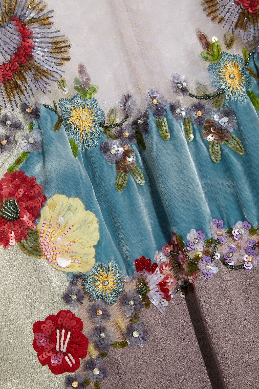 VALENTINO GARAVANI Embellished tulle, velvet and hammered-satin mini dress