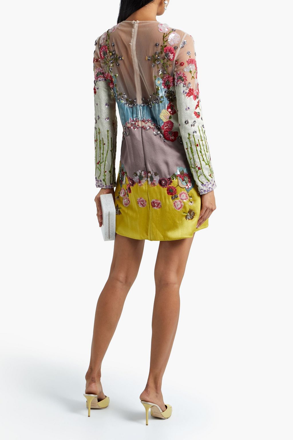VALENTINO GARAVANI Embellished tulle, velvet and hammered-satin mini dress