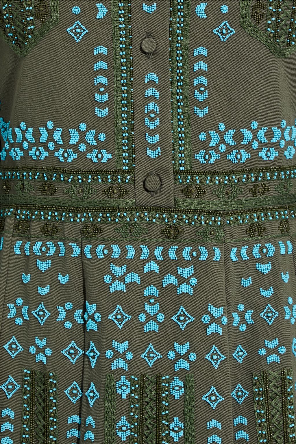 VALENTINO GARAVANI Embellished pleated cotton-twill dress