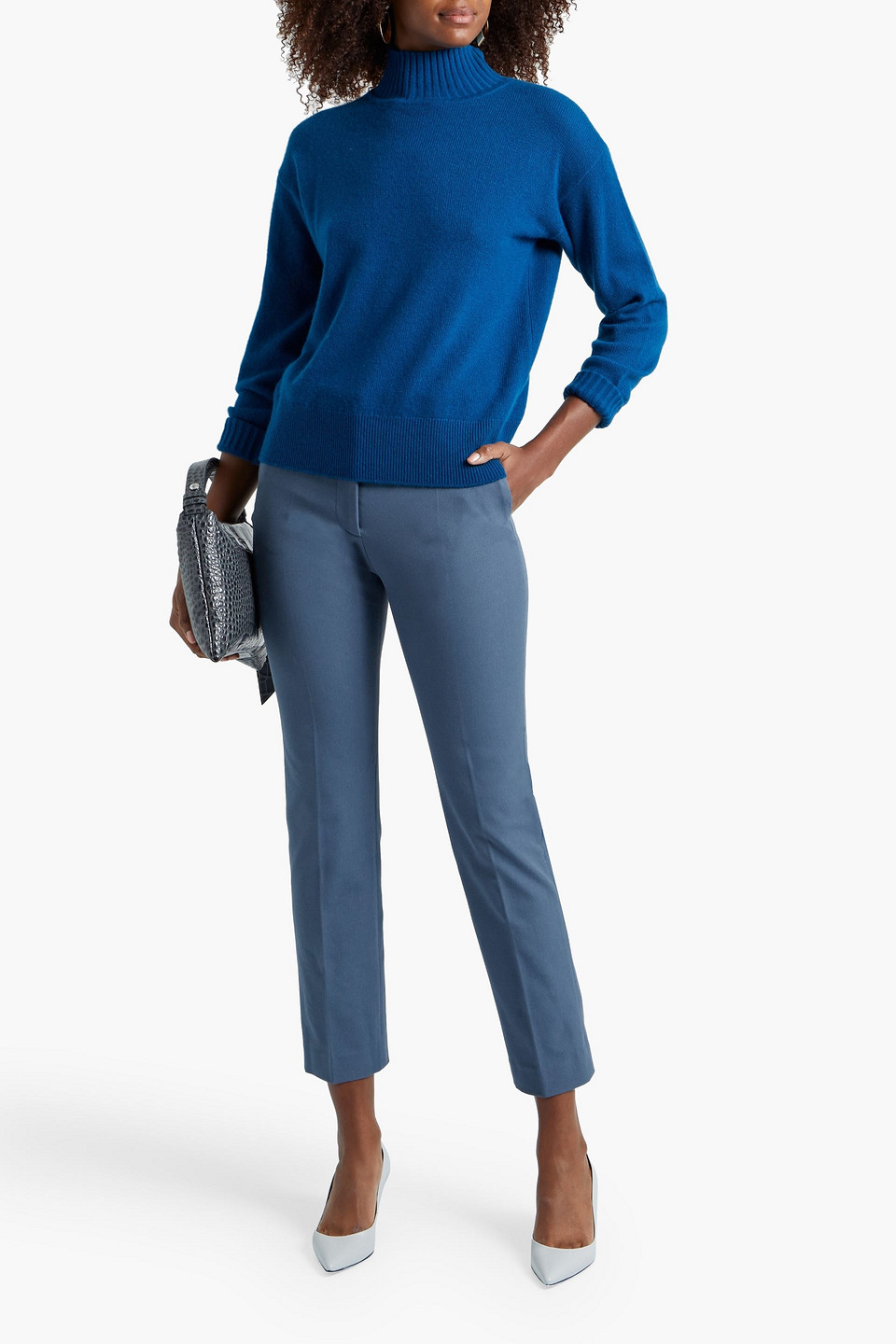 Joseph Coleman Cropped Stretch-gabardine Straight-leg Trousers In Slate Blue