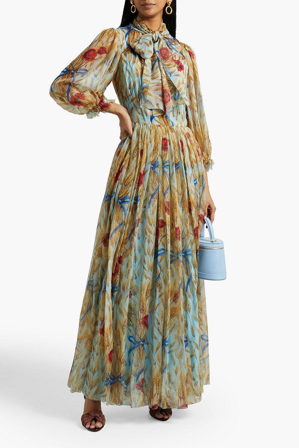 Chiffon Dress Dolce And Gabbana Blue Floral Dress Dolce Gabbana