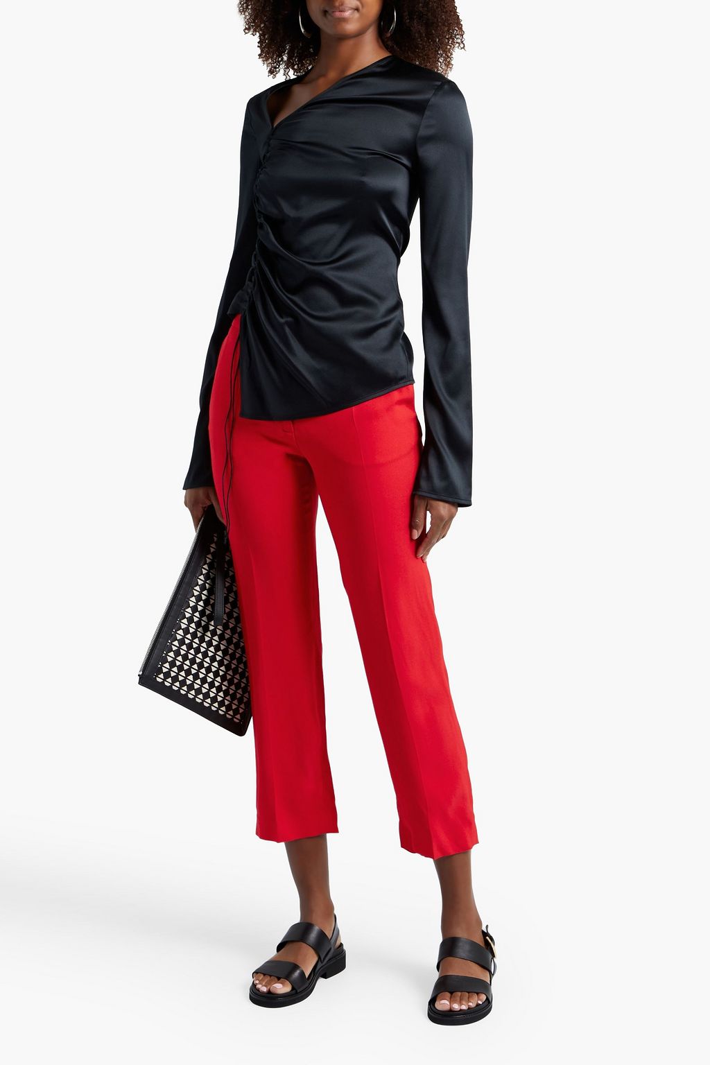JOSEPH Tape cropped crepe straight-leg pants