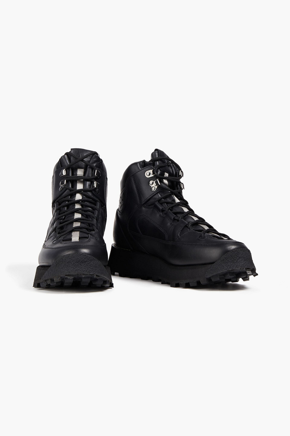 Acne Studios Man Logo-appliquéd Perforated Leather Hiking Boots In Black