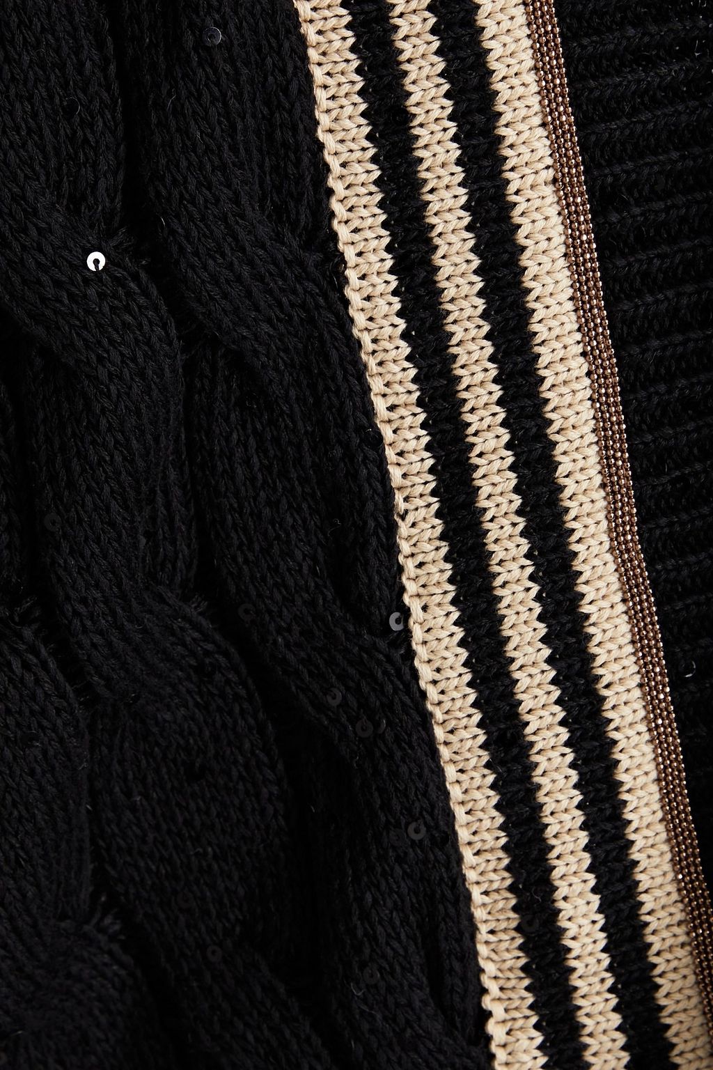 BRUNELLO CUCINELLI Embellished cable-knit cotton, linen and silk-blend cardigan