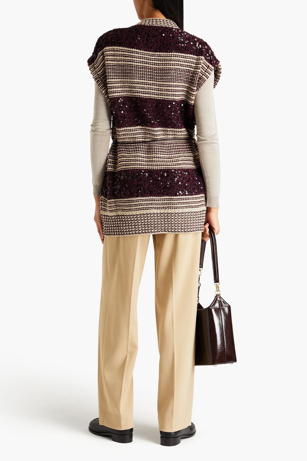 BRUNELLO CUCINELLI Sequin-embellished linen, cotton and silk-blend sweater