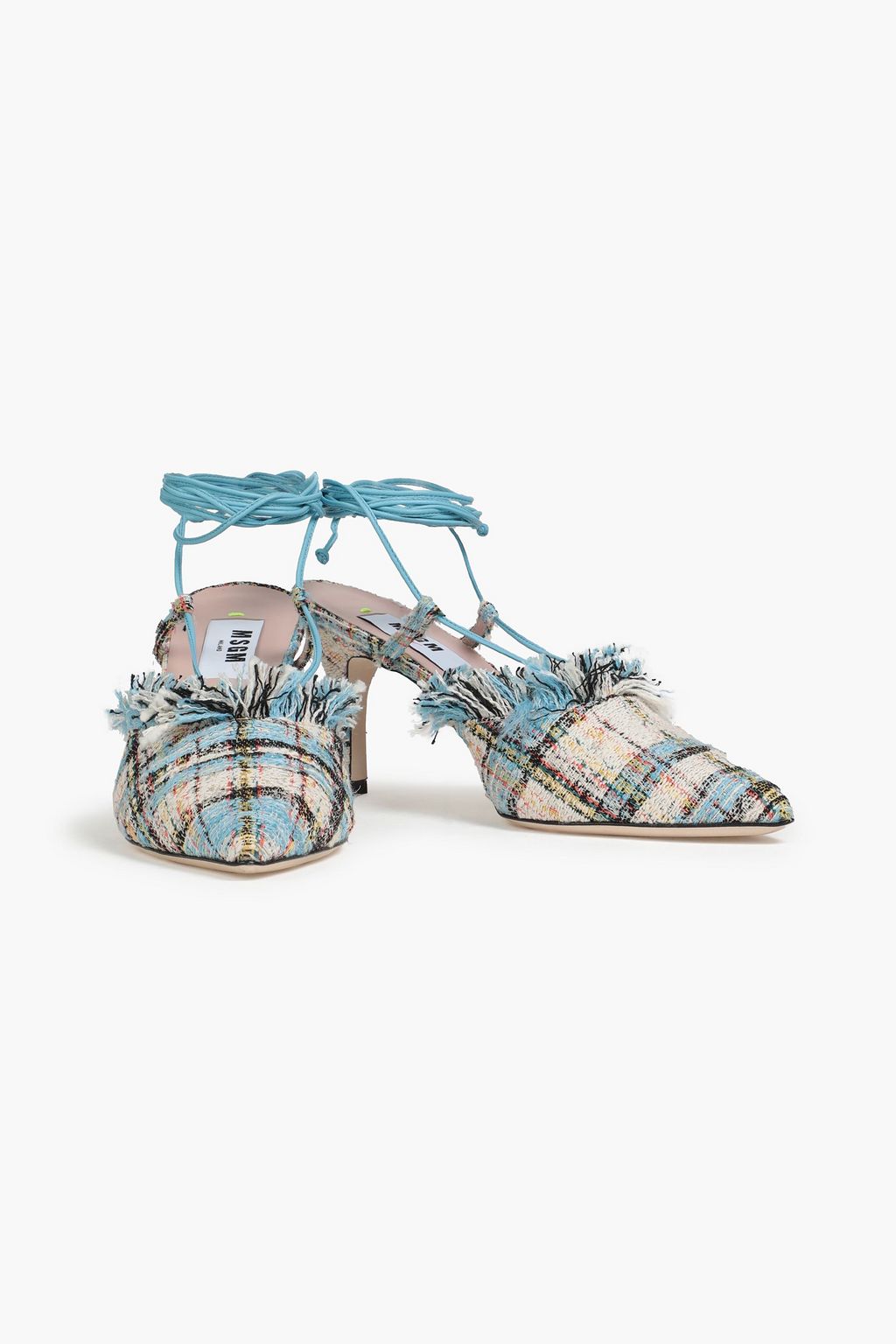 MSGM Frayed checked tweed pumps