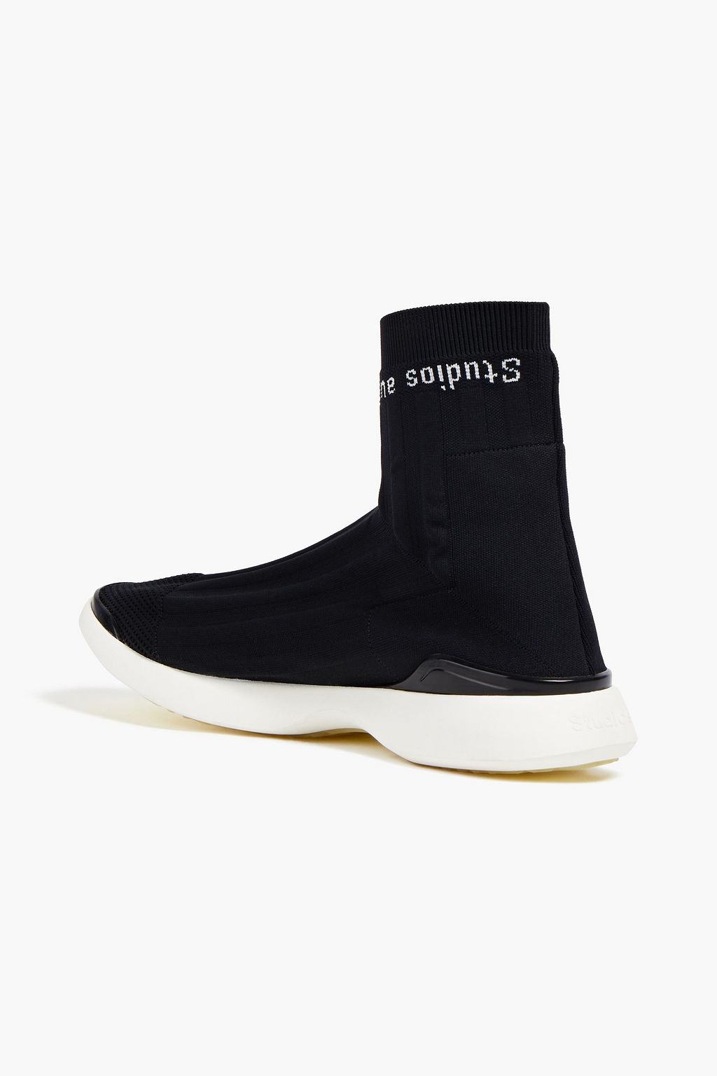 ACNE STUDIOS Ribbed-knit and stretch-mesh high-top sneakers