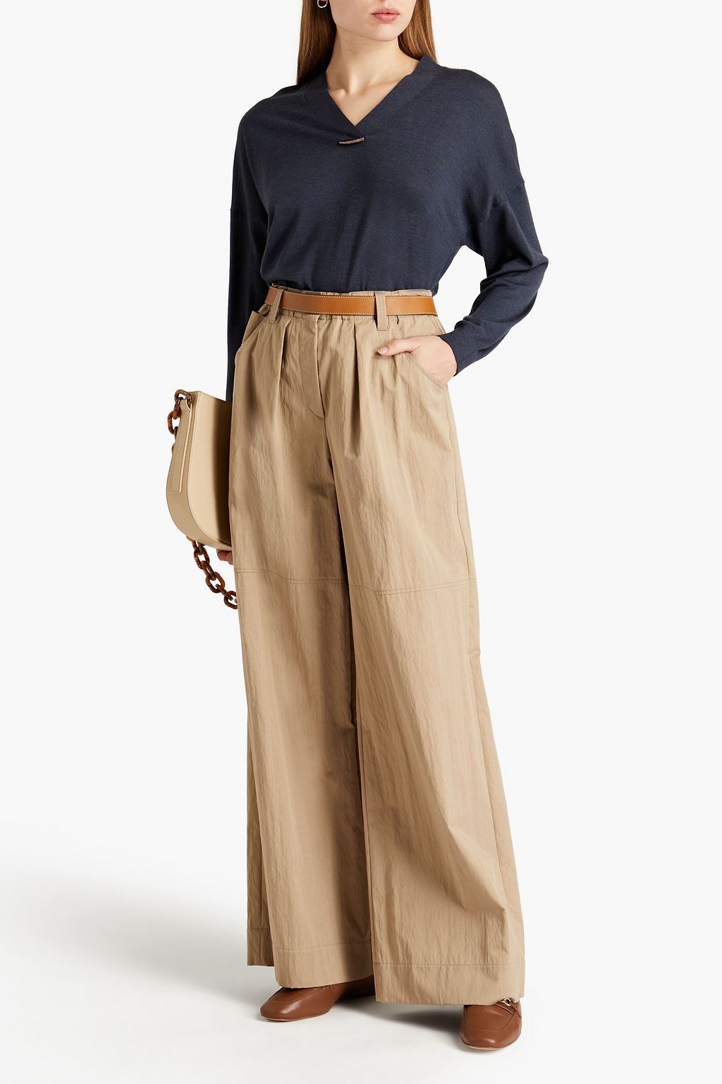 BRUNELLO CUCINELLI Bead-embellished cashmere and silk-blend sweater
