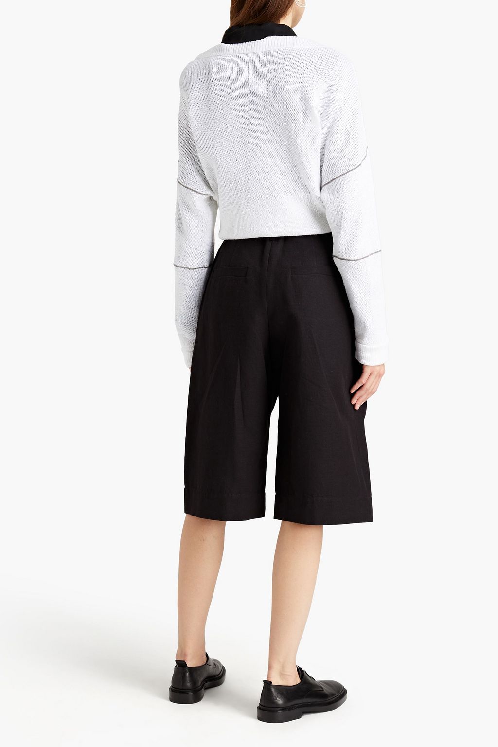 BRUNELLO CUCINELLI Bead-embellished cotton, linen and silk-blend sweater