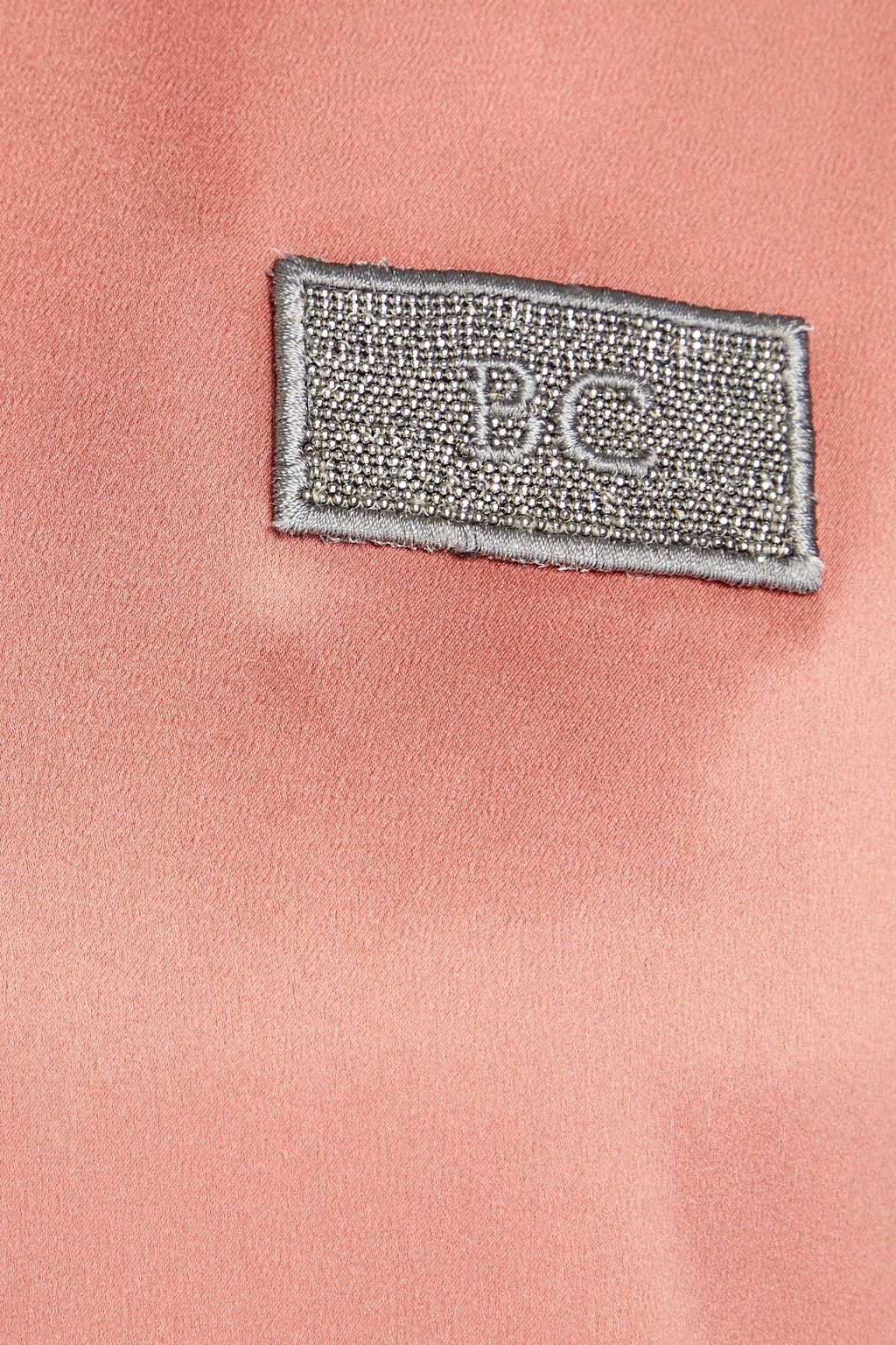 BRUNELLO CUCINELLI Appliquéd stretch-silk satin top