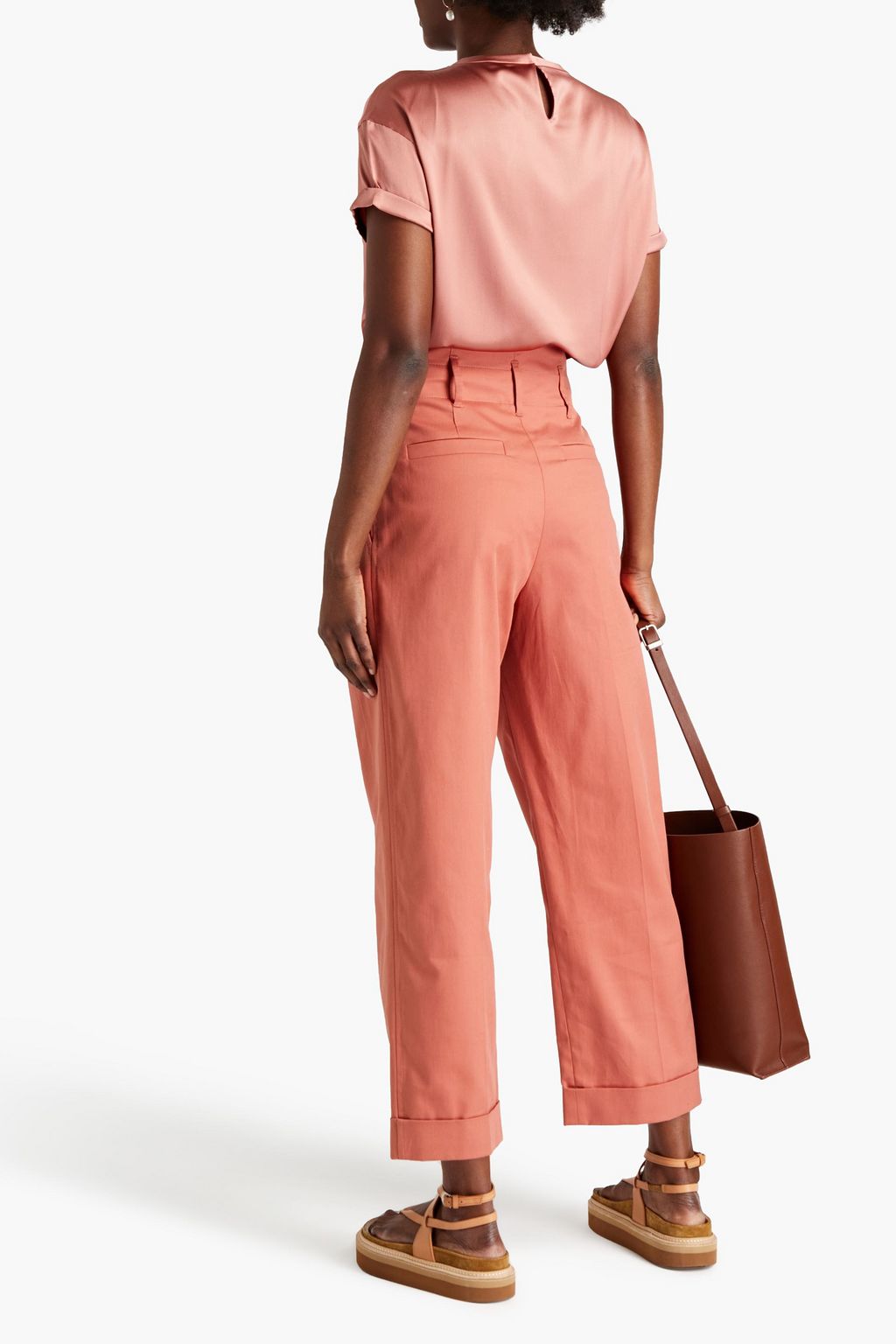 BRUNELLO CUCINELLI Appliquéd stretch-silk satin top