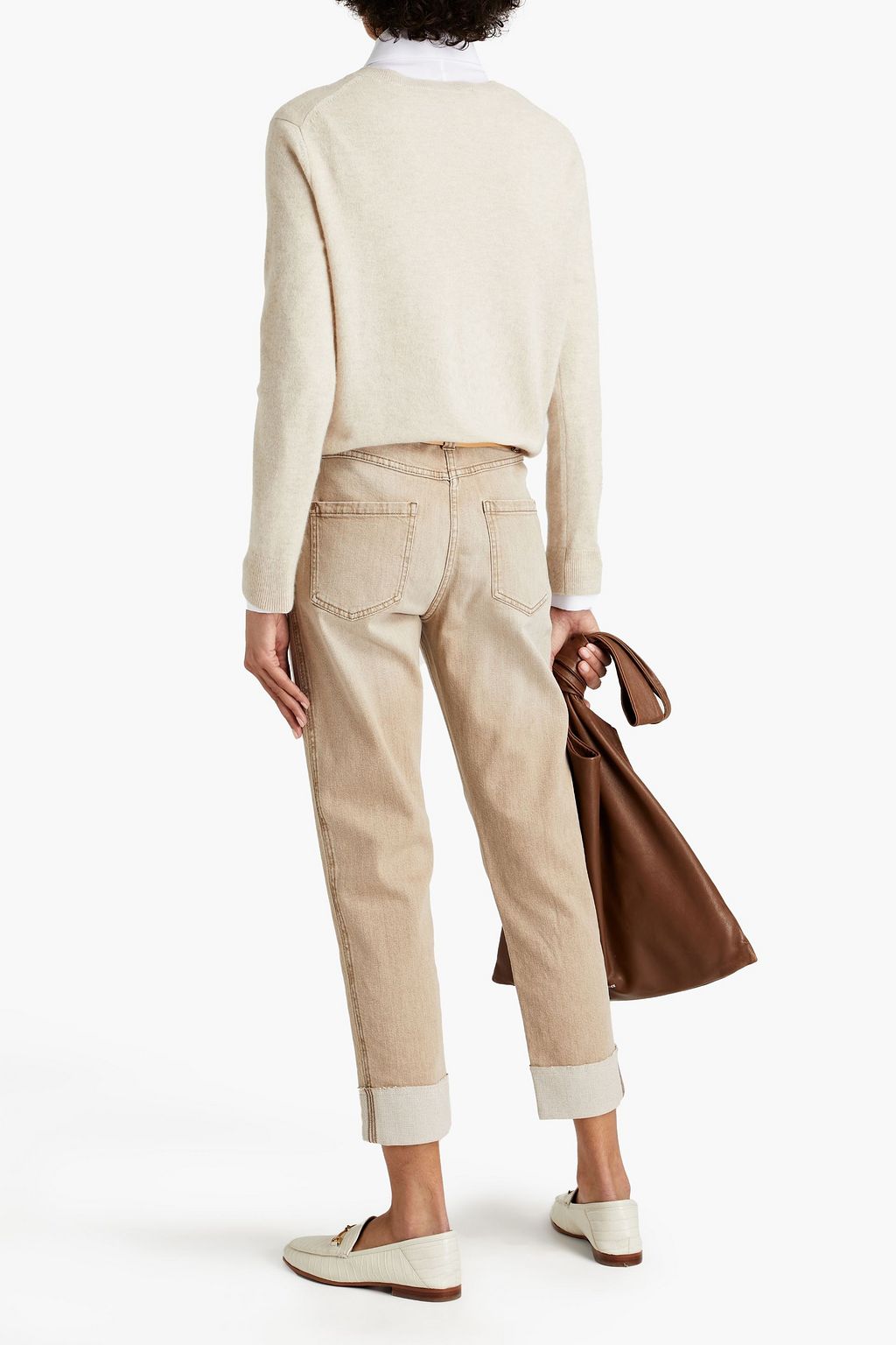 BRUNELLO CUCINELLI Cropped bead-embellished high-rise straight-leg jeans