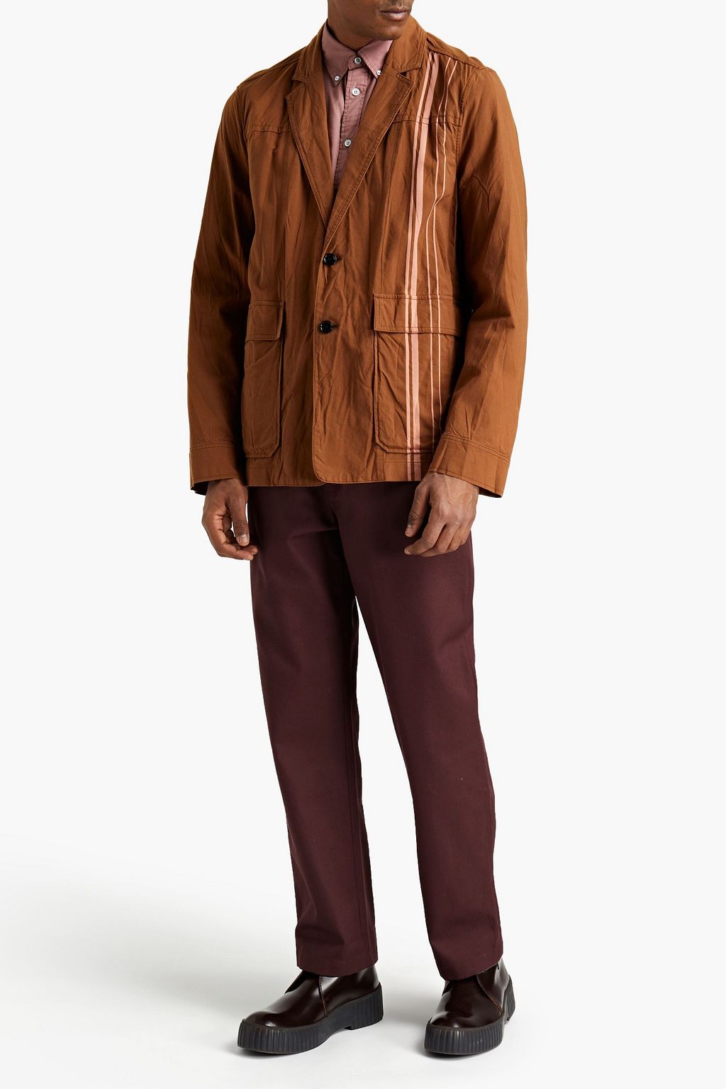 ACNE STUDIOS Striped crinkled cotton-canvas blazer