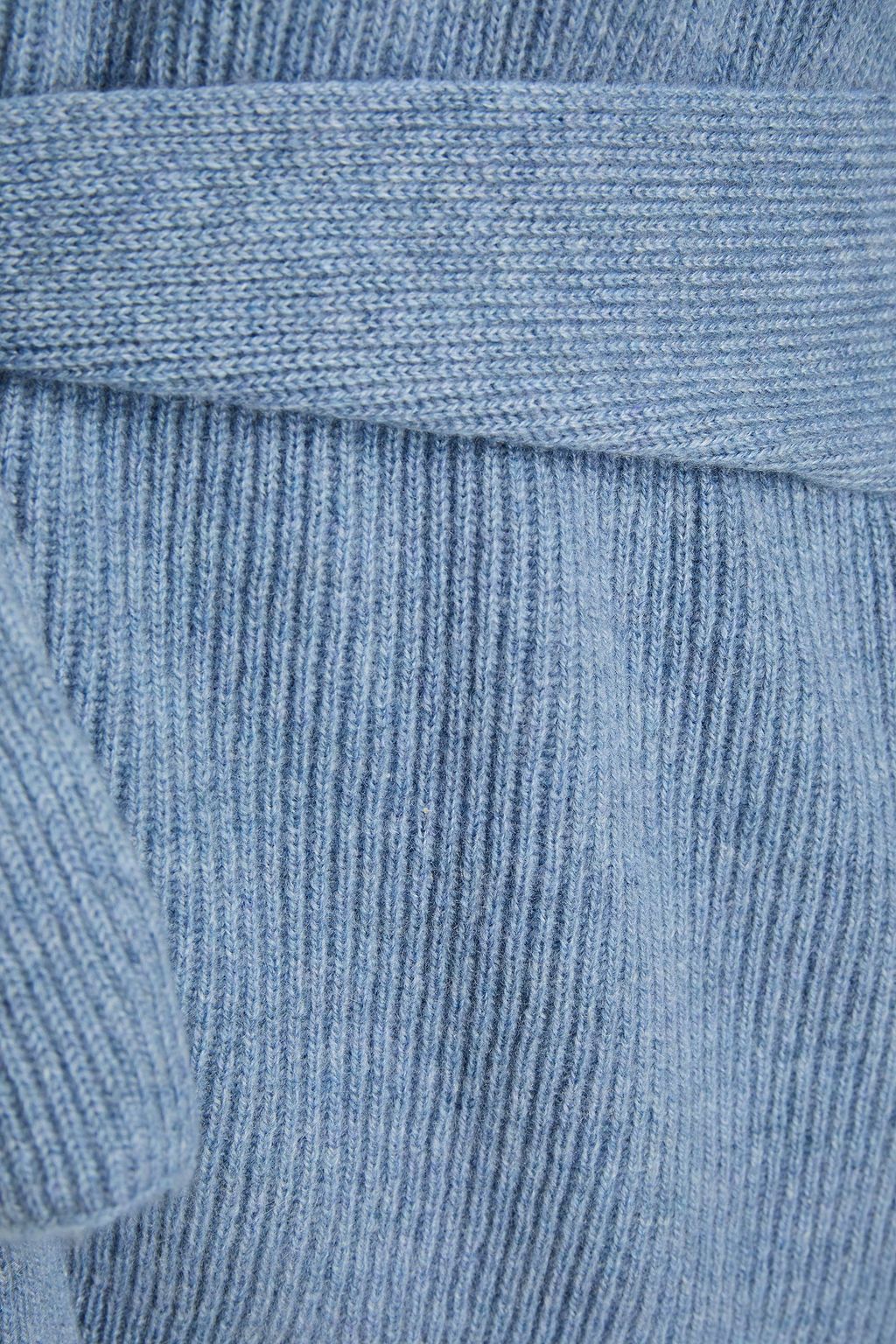 BRUNELLO CUCINELLI Tie-neck embellished ribbed cashmere turtleneck sweater