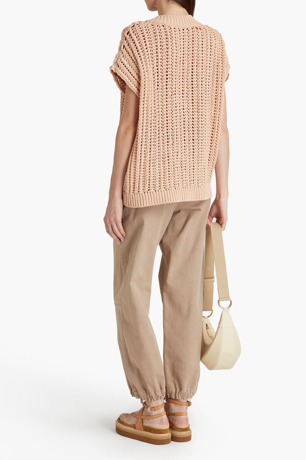 BRUNELLO CUCINELLI Bead-embellished open-knit cotton sweater