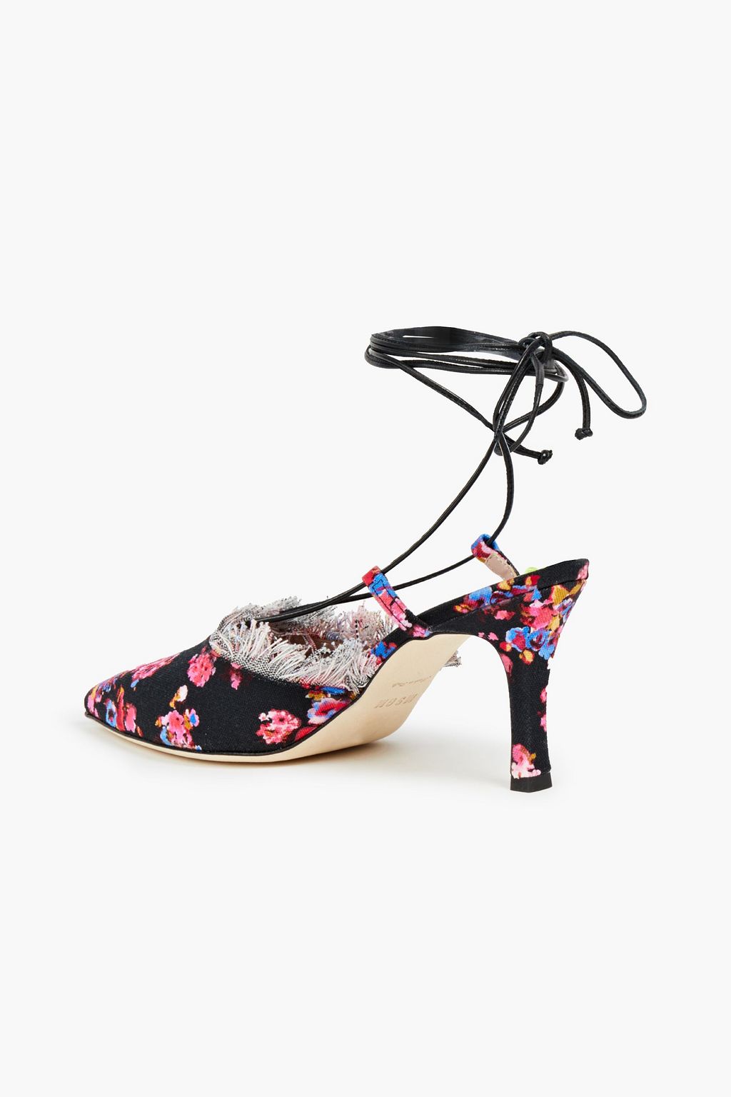 MSGM Leather-trimmed floral-print canvas pumps