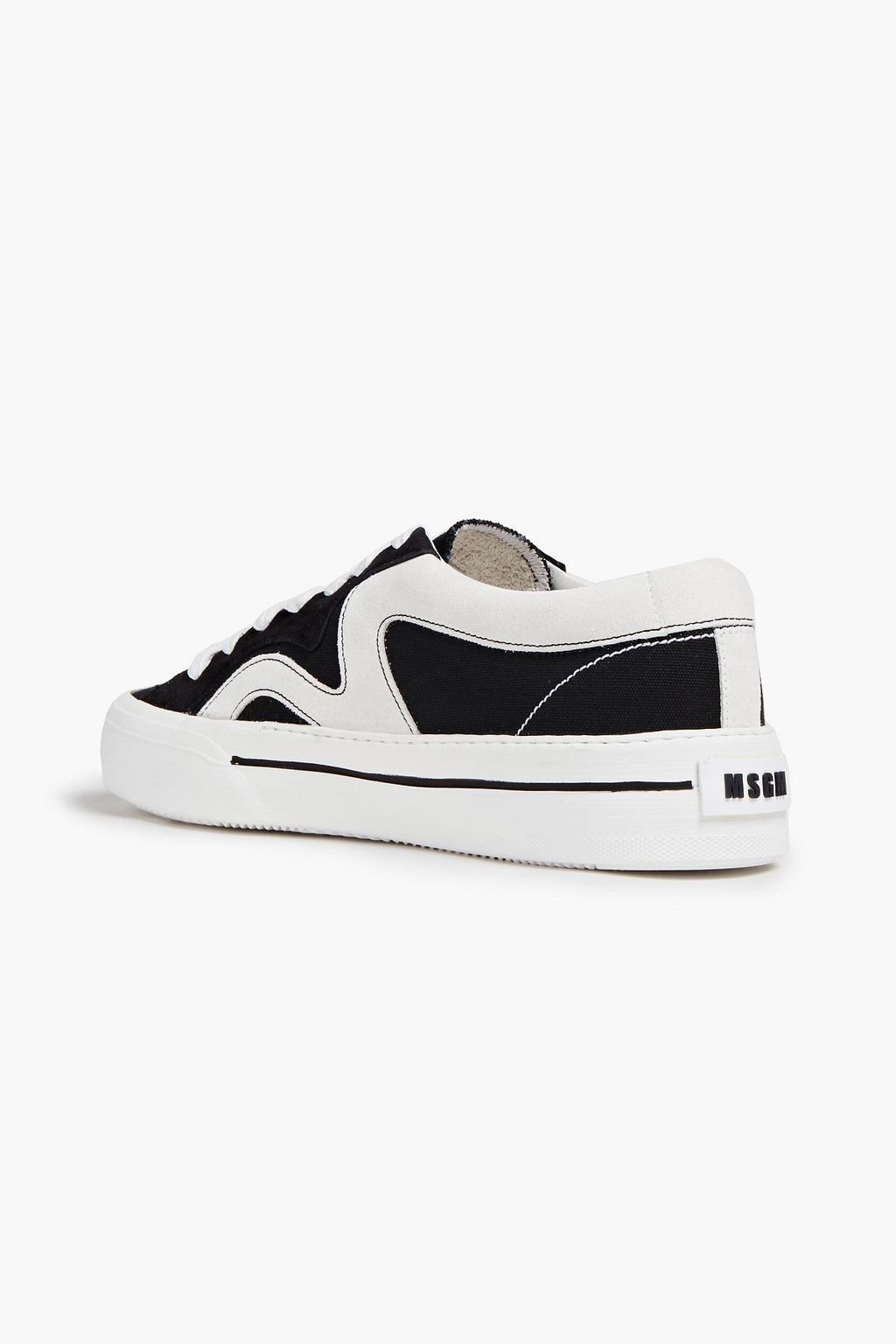 MSGM Two-tone suede and canvas sneakers