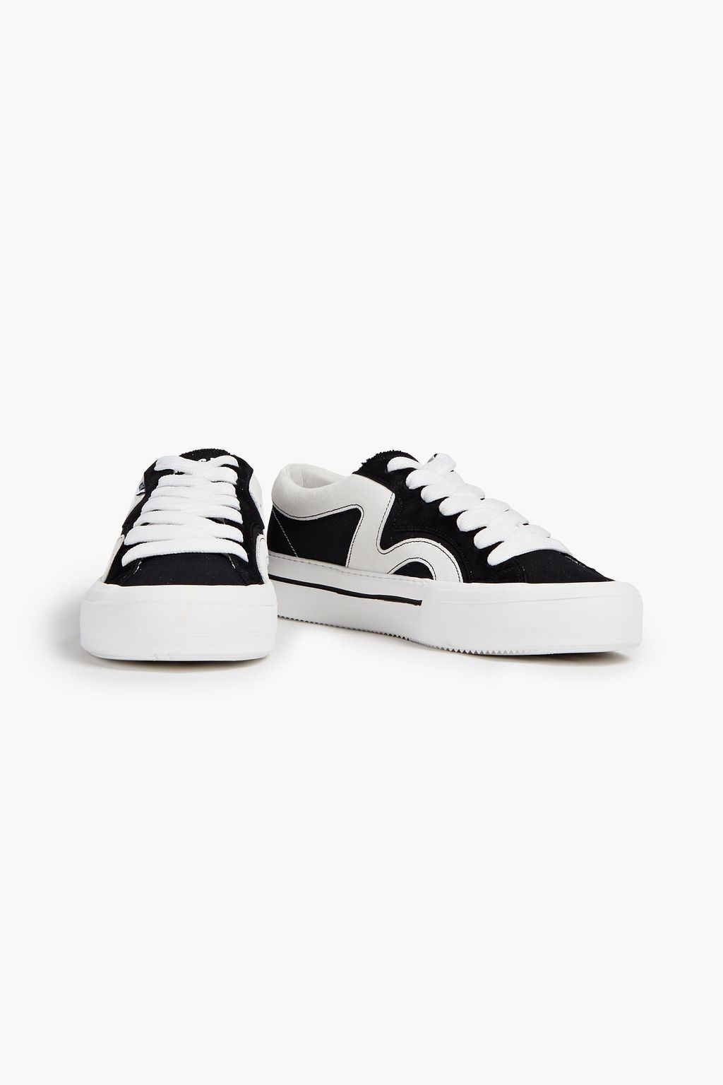 MSGM Two-tone suede and canvas sneakers