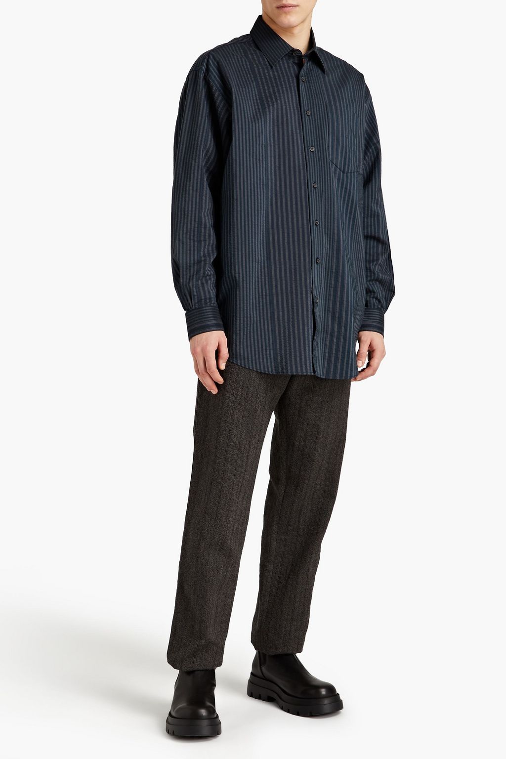 ACNE STUDIOS Oversized striped cupro-blend shirt
