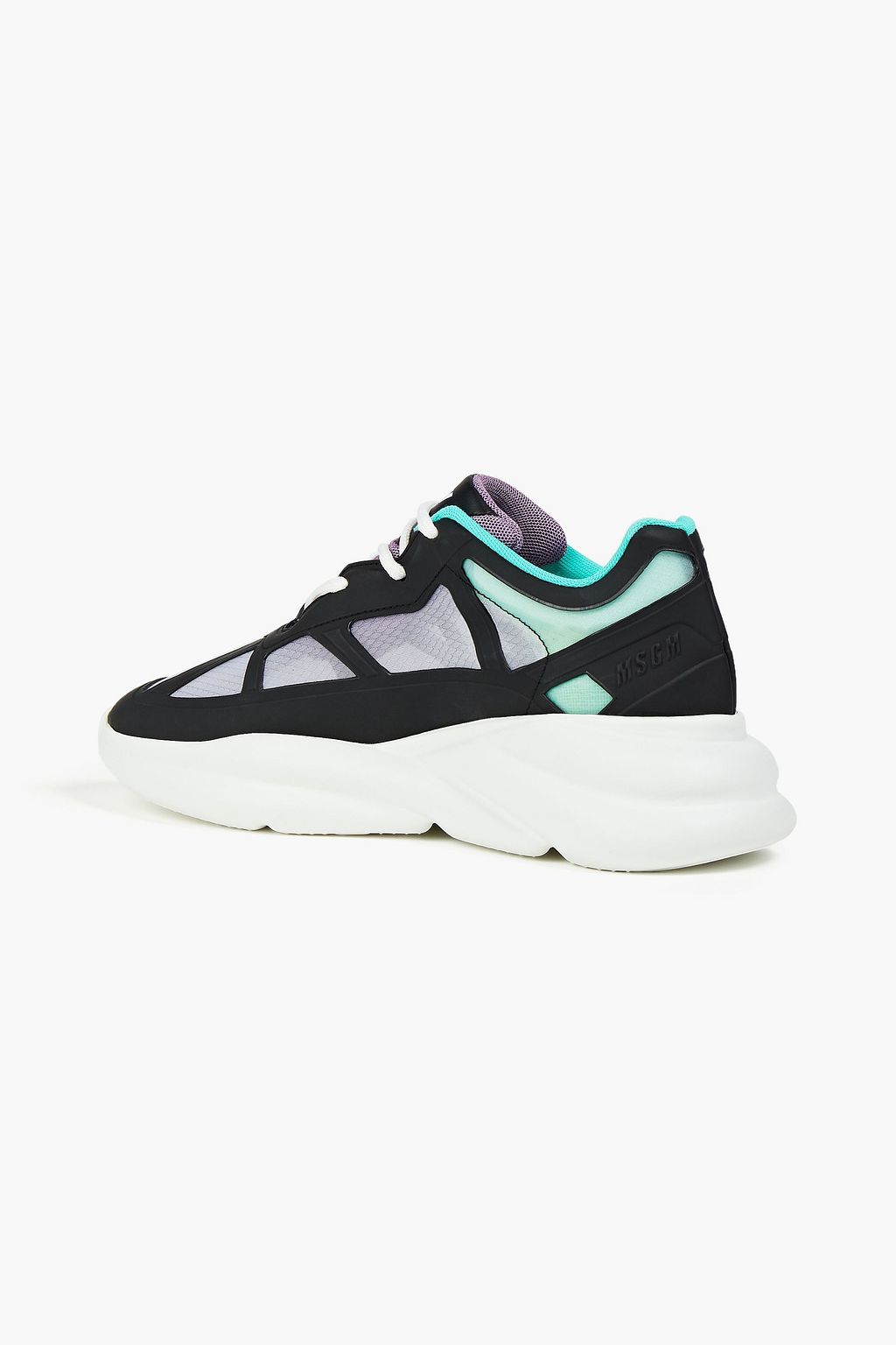MSGM Metallic faux leather and mesh sneakers