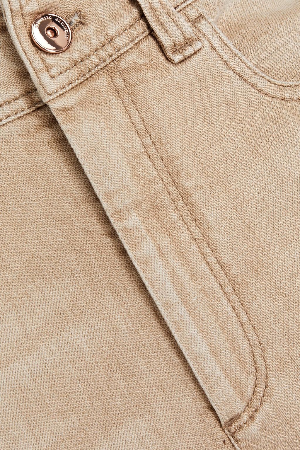 BRUNELLO CUCINELLI Frayed bead-embellished high-rise flared jeans
