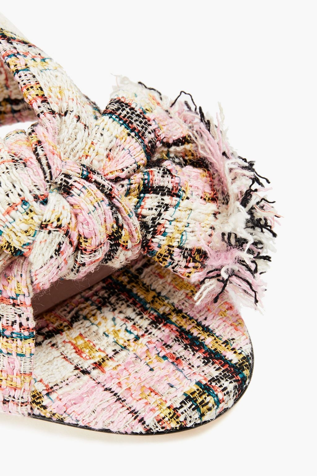 MSGM Cutout knotted checked tweed mules