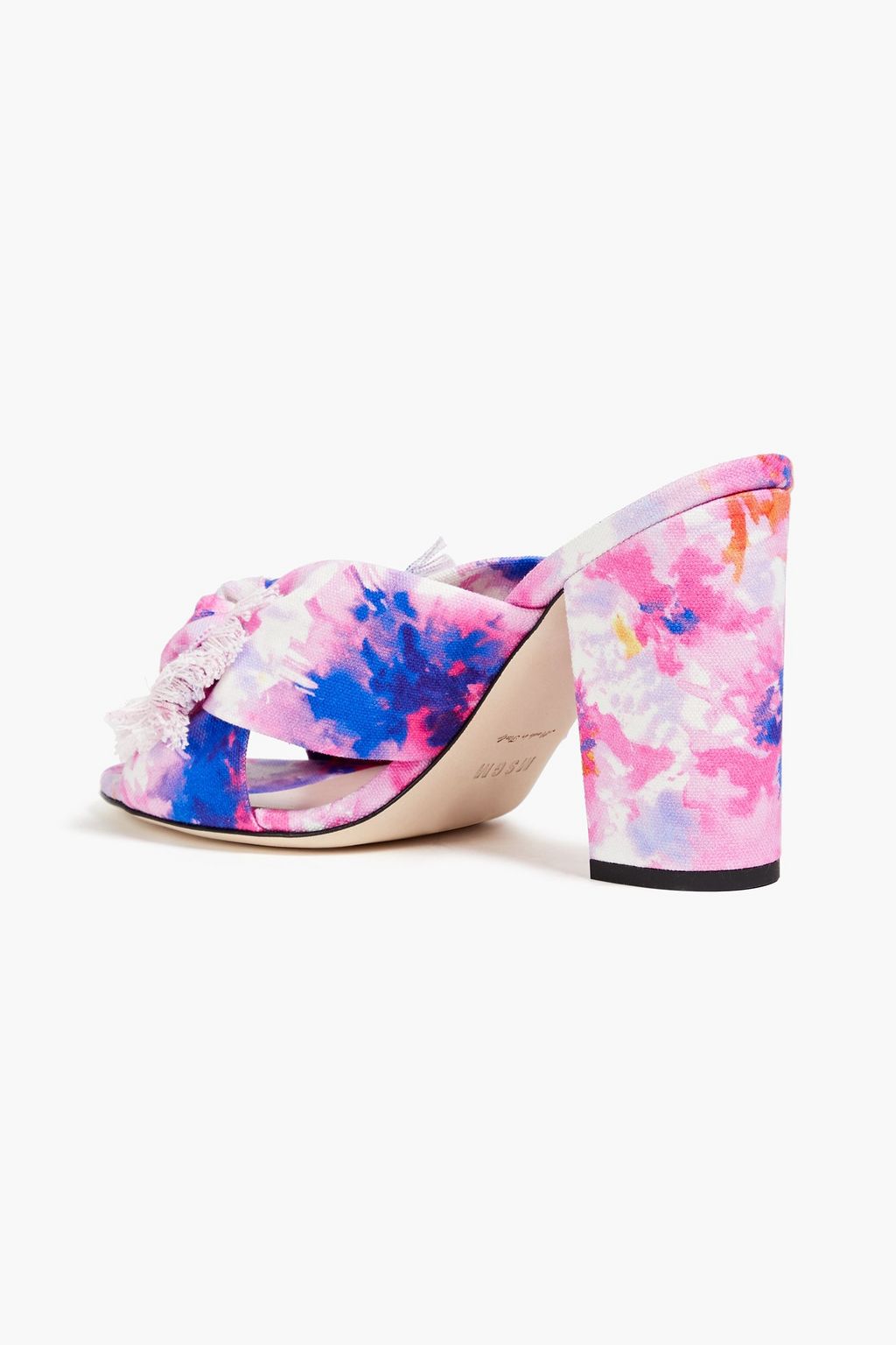 MSGM Cutout knotted floral-print canvas mules