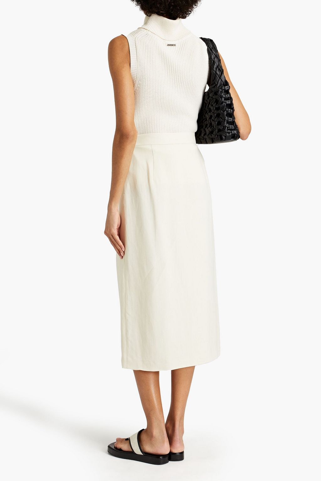 BRUNELLO CUCINELLI Split-front woven midi pencil skirt