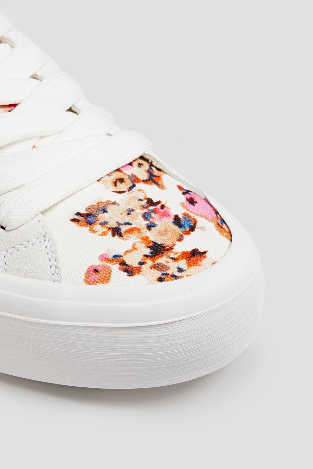 MSGM Suede and floral-print canvas sneakers